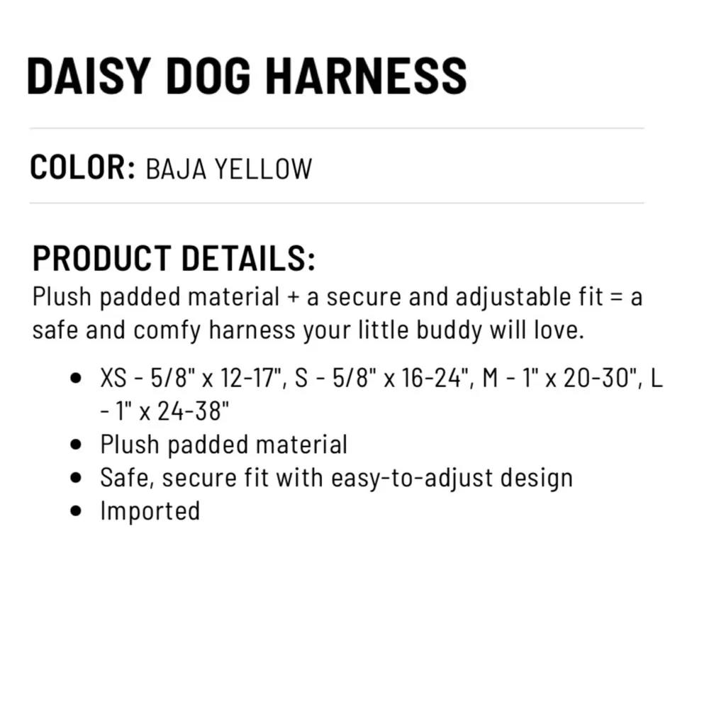 Life is Good Daisy Dog Harness- Baja Yellow